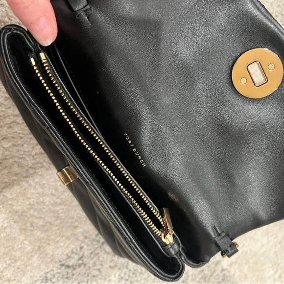 NWOT Tory Burch Kira Chevron Chain Wallet Black Crossbody Purse with Chain Strap - Picture 5 of 13